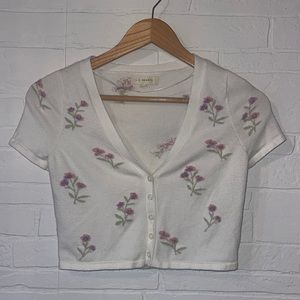 Cropped Button Cardigan Sweater